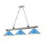 Polished Nickel 6-Light Chandelier with Blue Shades