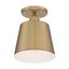 Motif Transitional 9" Semi-Flush Drum Light in Brushed Brass with White Accents