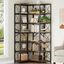 7-Tier Rustic Brown Industrial Corner Bookshelf with Metal Frame