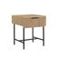 Natural Wood and Black Metal Modern End Table with Drawer