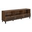 70-Inch Dark Walnut Slatted Wood TV Stand with Cabinets