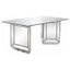 72" Glass Top Silver Mirrored Wood Dining Table