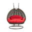 Red Wicker Hanging Egg Chair with Cushions, 2-Person