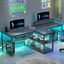 Black Adjustable Height Wood Gaming Desk with USB Ports and Keyboard Tray