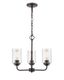 Elegant Rubbed Bronze 3-Light Chandelier with Seeded Glass