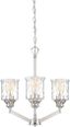 Polished Nickel Mini Three Light Chandelier with Clear Glass