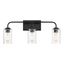 Matte Black 24.5" Dimmable Outdoor Bath Light with Clear Glass Shades