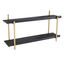 Transitional Black Iron and Wood Two-Tiered Shelf