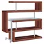 Buck II Sleek Glass Top Roll-Out Writing Desk with Walnut Shelf