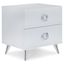 White 2-Drawer Nightstand with Silver Tapered Legs