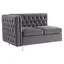 Gray Velvet Tufted Armless Loveseat with Nailhead Trim