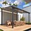 Gray Aluminum Wall Mounted Pergola with Dark Brown Roof