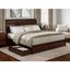 Walnut King Platform Bed with Storage Drawers and Wood Headboard