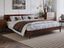 Aria King Walnut Wood Low Profile Platform Bed with Headboard