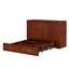 Walnut Full Murphy Bed Chest with Upholstered Wood Frame and Drawer