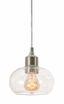 Satin Nickel Mini Globe Pendant Light with Clear Seeded Glass