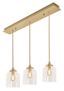 William Satin Brass 3-Light Linear Pendant with Clear Glass Shades