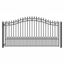 St. Louis Style Black Steel Arched Driveway Gate with Pointed Pickets