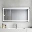 Silver LED Bathroom Mirror with Touch Control and Digital Clock