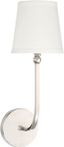 Elegant Polished Nickel 1-Light Sconce with White Fabric Shade