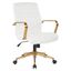 White Faux Leather Executive Swivel Office Chair with Gold Finish