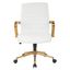 White Faux Leather Executive Swivel Office Chair with Gold Finish