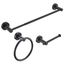 Matte Black Adjustable Bathroom Hardware Set with Towel Bar, Ring, and Holder