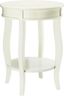 Aberta 18'' Antique White Round Wooden End Table with Shelf