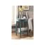 Teal Round Wooden Aberta Side Table with Stylized Legs and Shelf