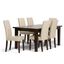 Java Brown Dining Set with Satin Cream Faux Leather Chairs