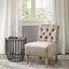 Beige Handcrafted Birch Wood Tufted Slipper Chair