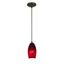 Merlot Bronze Pendant Light with Red Glass Shade