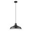 Matte Black Bowl Pendant Light with Nickel Accents and White Shade