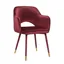 Bordeaux-Red Velvet Barrel Accent Chair with Golden Spindle Legs