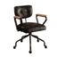 Black Leather Industrial Swivel Office Chair with Metal Base