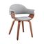 Contemporary Gray Faux Leather Armchair with Walnut Wood Frame