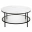 Modern Elegance 36" Faux Marble Round Coffee Table in Blackened Bronze