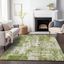 Green Abstract Washable Synthetic Rectangular Area Rug 3' x 5'