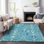 Teal Flat Woven Synthetic Rectangular Washable Area Rug