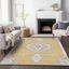 Gold and Gray Medallion Synthetic Washable 8' x 10' Rug