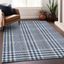 Navy Plaid Flat Woven Synthetic Washable Rug 3' x 5'