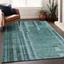 Teal Striped Synthetic Rectangular Washable Area Rug 46" x 30"