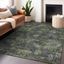 Green Floral Washable Synthetic Indoor Outdoor Area Rug