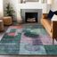 Green and Multicolor Geometric Washable Synthetic Area Rug