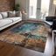 Teal and Brown Abstract Washable Synthetic Area Rug 3' x 5'