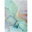 Teal and Gold 8' x 10' Washable Synthetic Area Rug