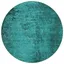 Teal Round Machine-Washable Synthetic Area Rug with Non-Skid Backing