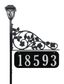 Black Metal Rose Address Sign with Solar Light and 47" Pole