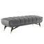 Glam Deco 60" Gray Velvet Tufted Bench with Gold Accents