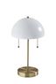 18" White and Antique Brass Metal Desk Lamp with AC Outlet